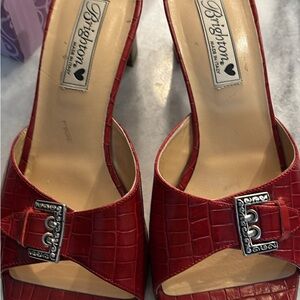 Brighton Red Croc-Embossed Heels